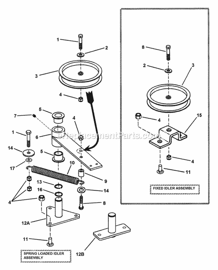 52  61 Deck Idler Assemblies Diagram and Parts List for ZF2501KH  Snapper Lawn Tractor