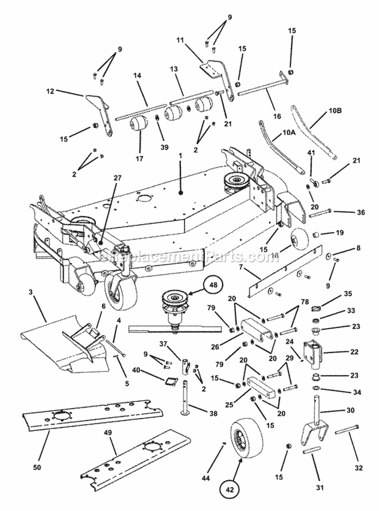 61 Mower Deck Components (Part 1) Diagram and Parts List for ZF2501KH  Snapper Lawn Tractor