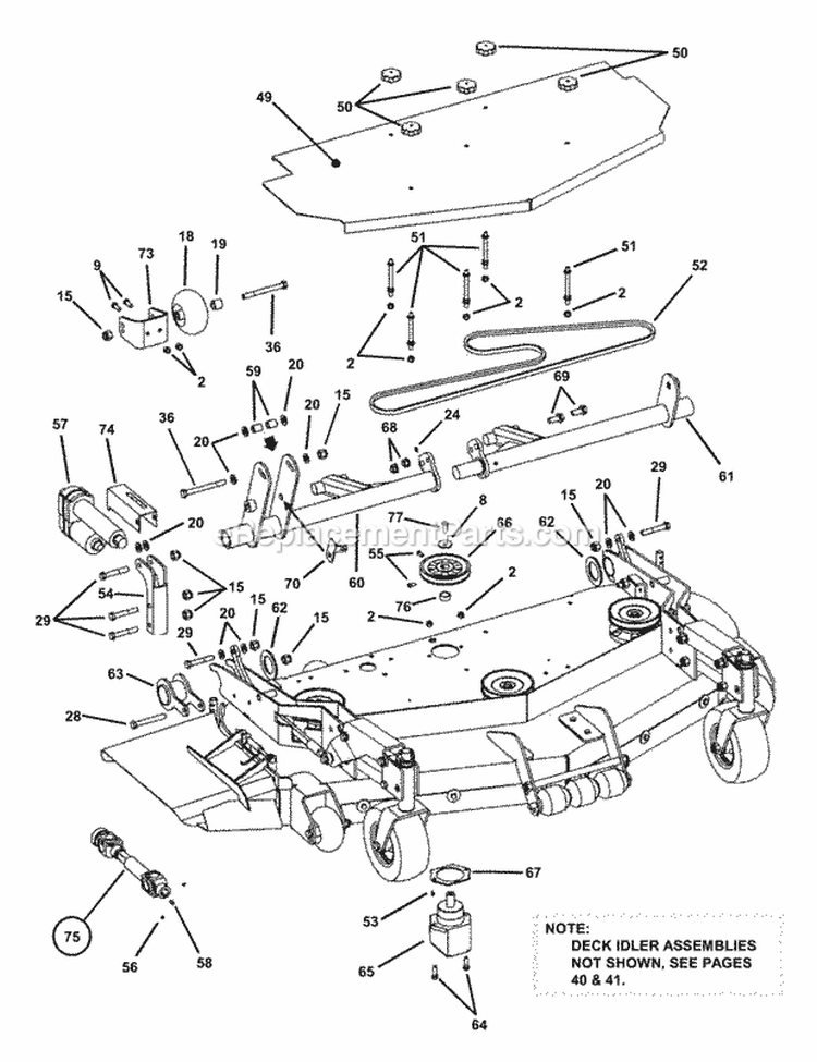61 Mower Deck Components (Part 2) Diagram and Parts List for ZF2501KH  Snapper Lawn Tractor