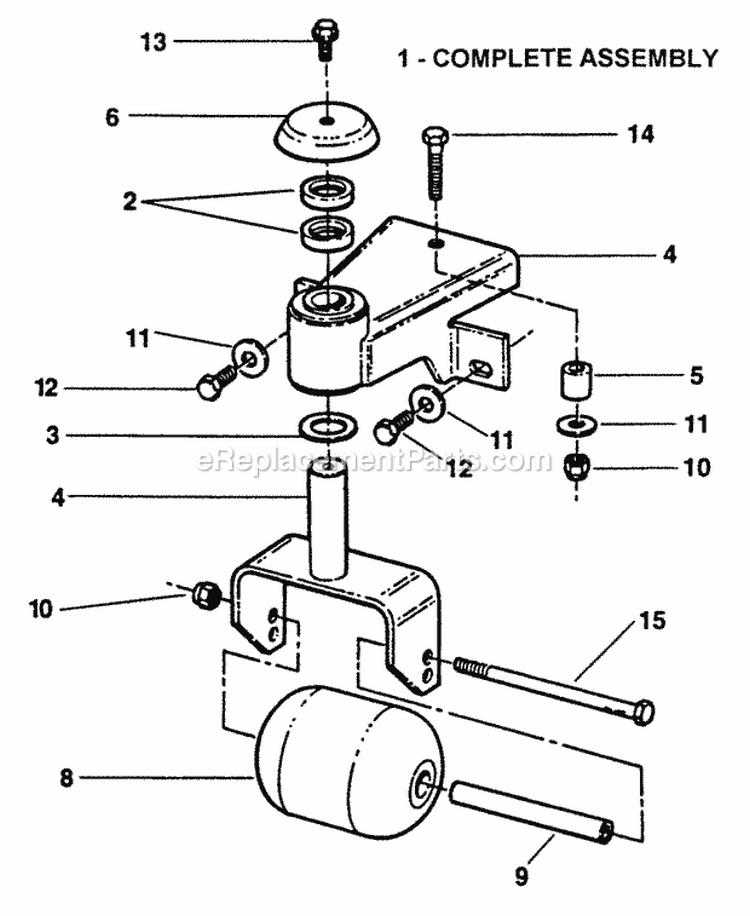 Roller Assembly Diagram and Parts List for ZF7301M  Snapper Lawn Tractor
