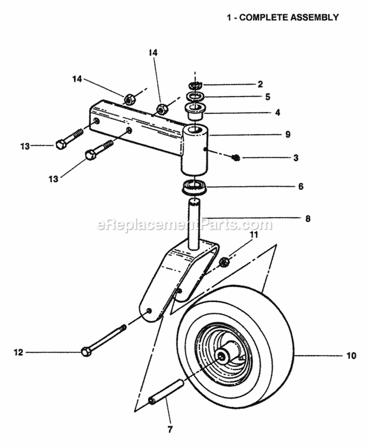 Front Caster Assembly Diagram and Parts List for ZF7302M  Snapper Lawn Tractor