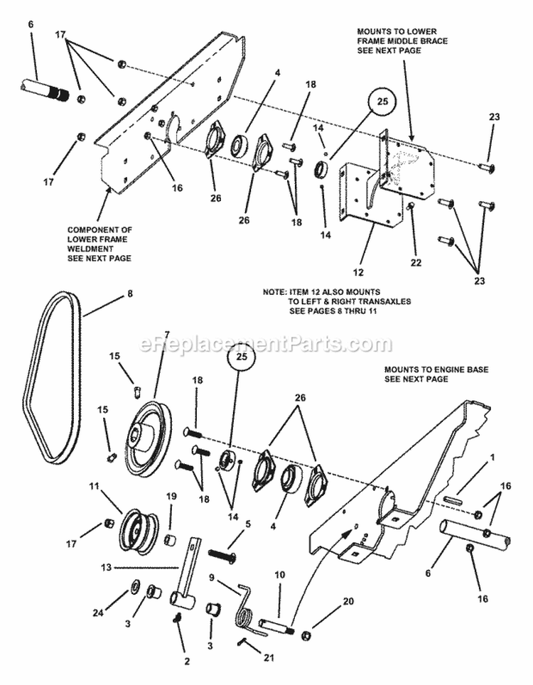 Deck Driveshaft Assembly (Mzm Models) Diagram and Parts List for ZM6101M  Snapper Lawn Tractor