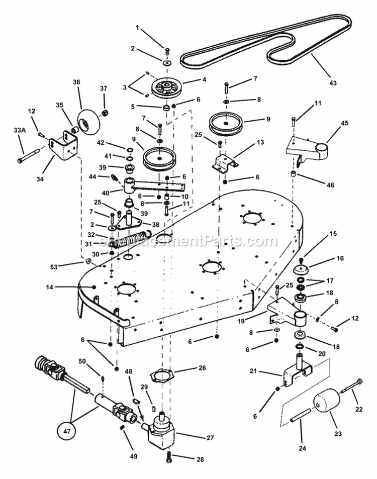 Deck Idlers Rollers (Part 1) Diagram and Parts List for ZM6101M  Snapper Lawn Tractor