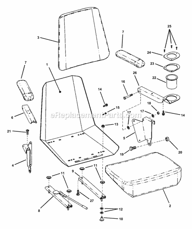 Seat Assembly (Except For Mzm2200K  Mzm2300Kh) Diagram and Parts List for ZMT2500KH  Snapper Lawn Tractor