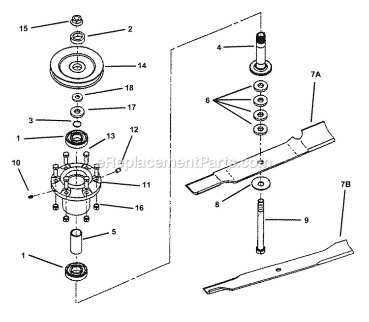 Cutter Housing Assembly Diagram and Parts List for ZMT2500KH  Snapper Lawn Tractor