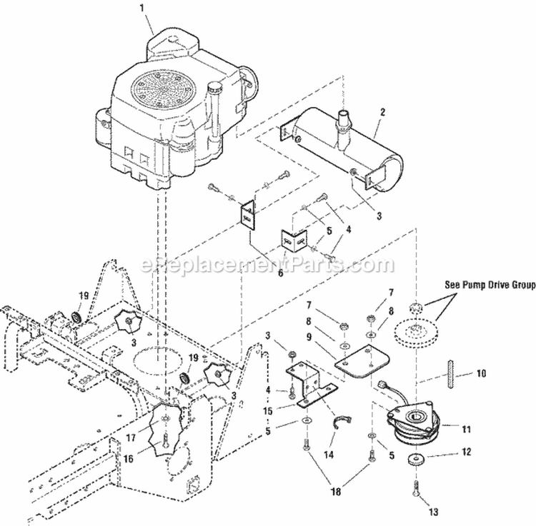 Engine  Pto Group - 18Hp Kohler Diagram and Parts List for ZT18440KH 5091000 Snapper Lawn Tractor
