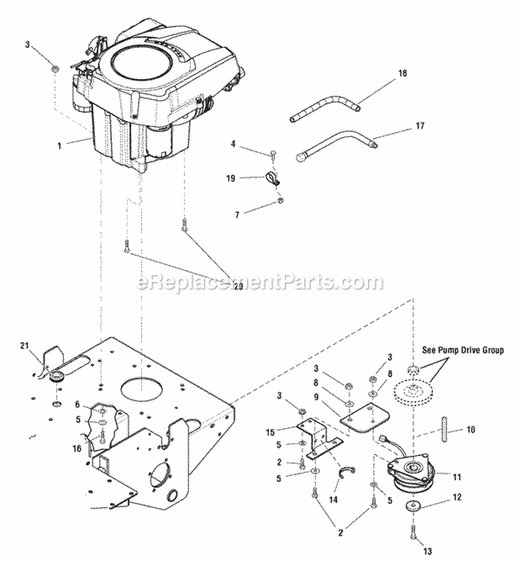 Engine  Pto Group - Kohler Diagram and Parts List for ZT18441KHC 5900608 Snapper Lawn Tractor