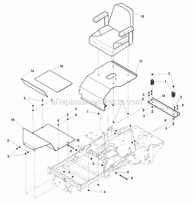 Seat  Kickplate Group Diagram and Parts List for EZT20501BV 5901166 Snapper Lawn Tractor