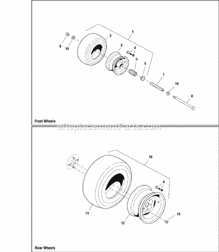 Wheel  Tire Group Diagram and Parts List for EZT20501BV 5901166 Snapper Lawn Tractor