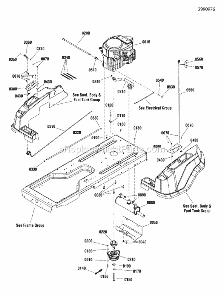 Engine Group Diagram and Parts List for ZT21546  Snapper Lawn Tractor