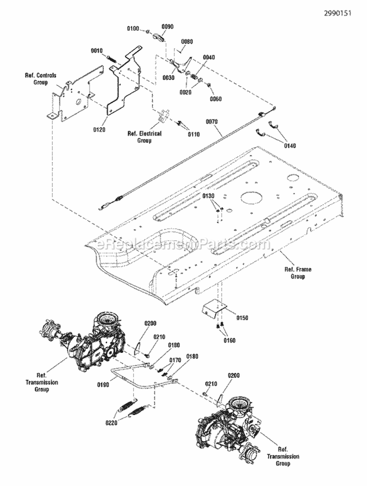 Parking Brake Group Diagram and Parts List for ZT21546  Snapper Lawn Tractor