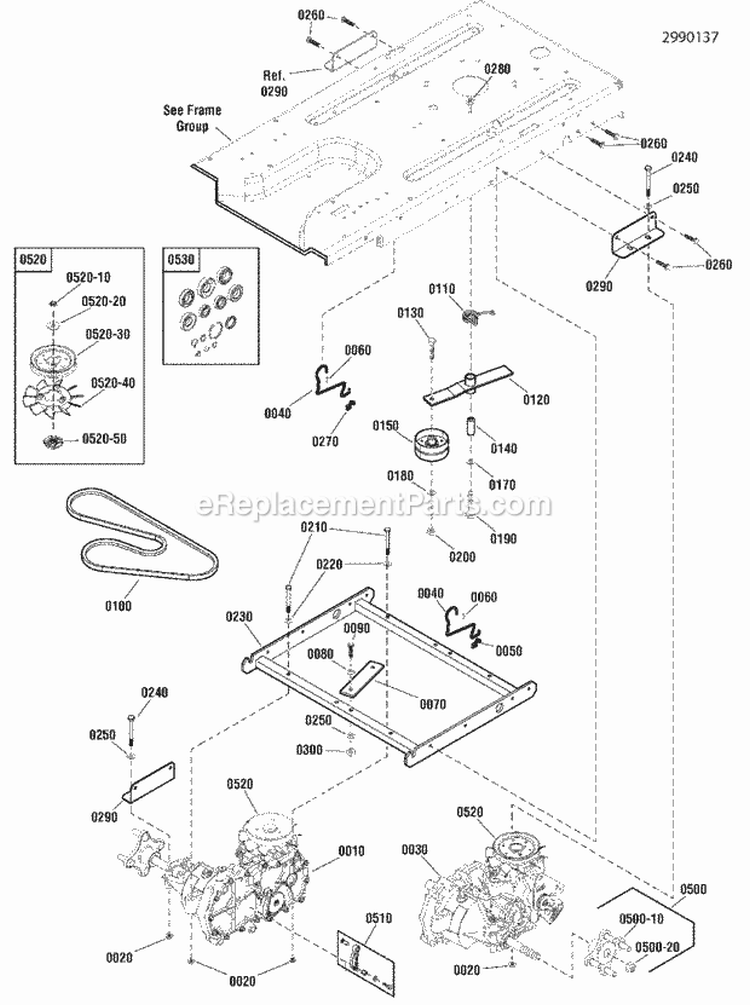 Transmission  Carrier Group Diagram and Parts List for ZT21546  Snapper Lawn Tractor