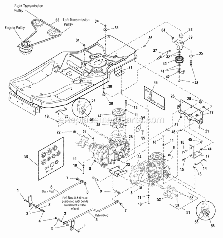 Transmission Group Diagram and Parts List for ESC20420 2690716 Snapper Lawn Tractor