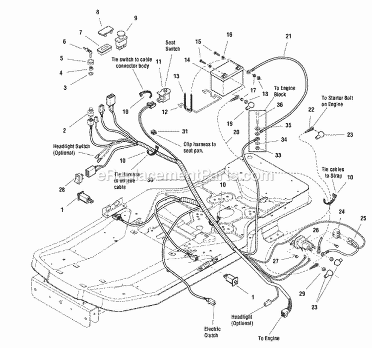 Electrical Group Diagram and Parts List for ZT2450150ZBVE 2690647 Snapper Lawn Tractor