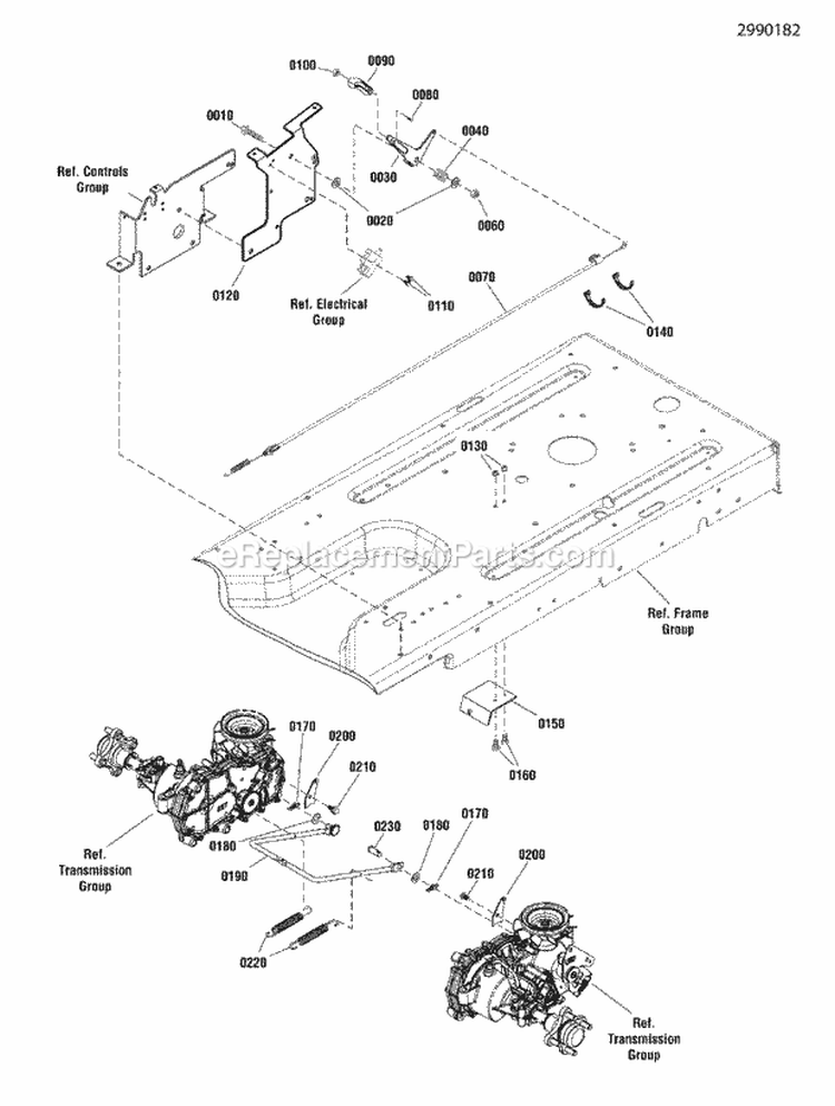 Park Brake Group 2800 Transmission Diagram and Parts List for ZT2446  Snapper Lawn Tractor