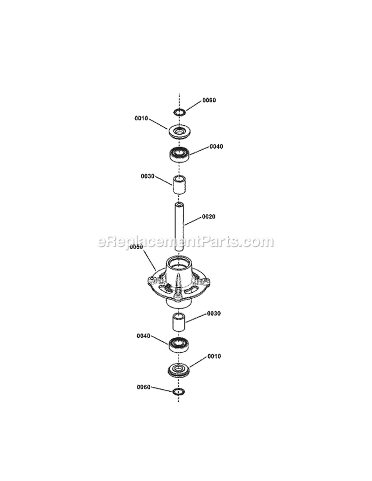 Spindle Assembly Cast Iron Diagram and Parts List for ZT2446  Snapper Lawn Tractor
