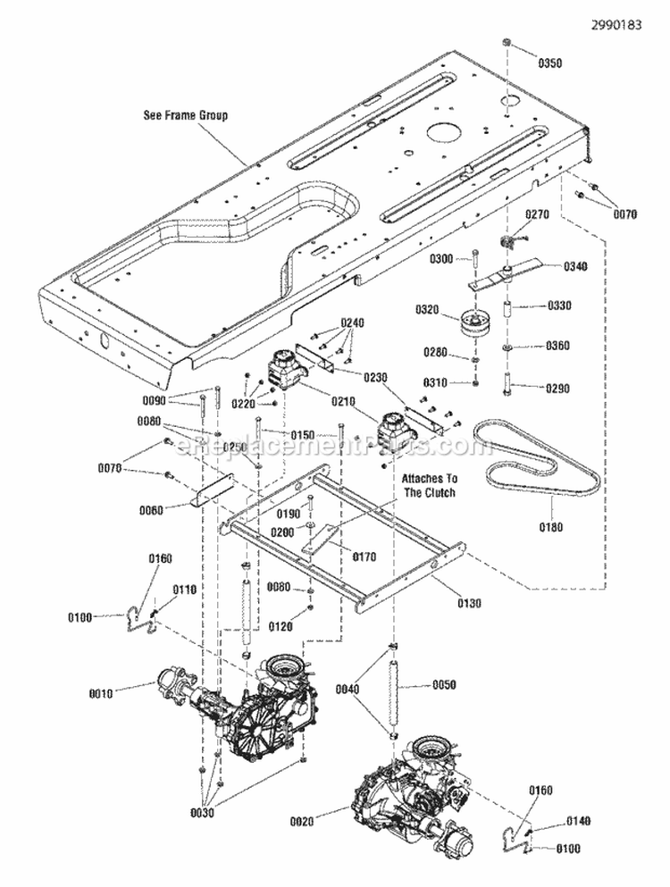 Transmission Carrier Group 2800 Diagram and Parts List for ZT2446  Snapper Lawn Tractor