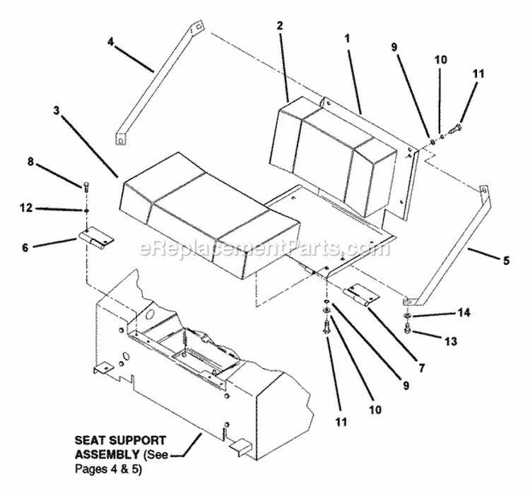 Seat Assembly Diagram and Parts List for ZU2014K  Snapper Lawn Tractor