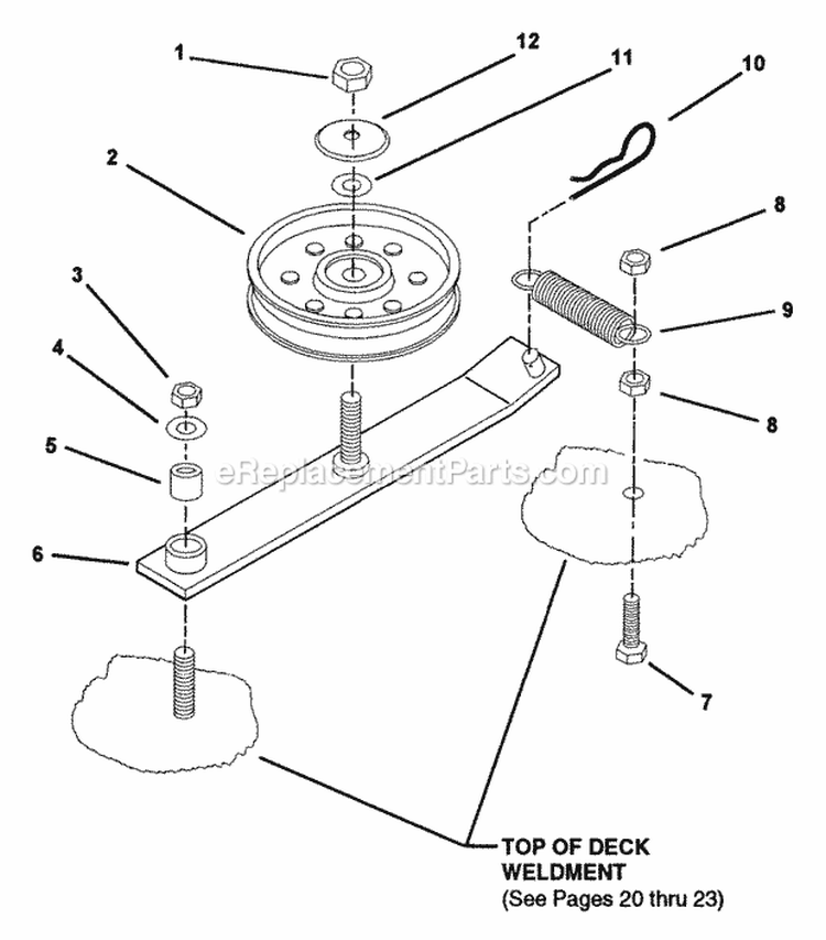 Single Idler Assembly Diagram and Parts List for ZU4804M  Snapper Lawn Tractor