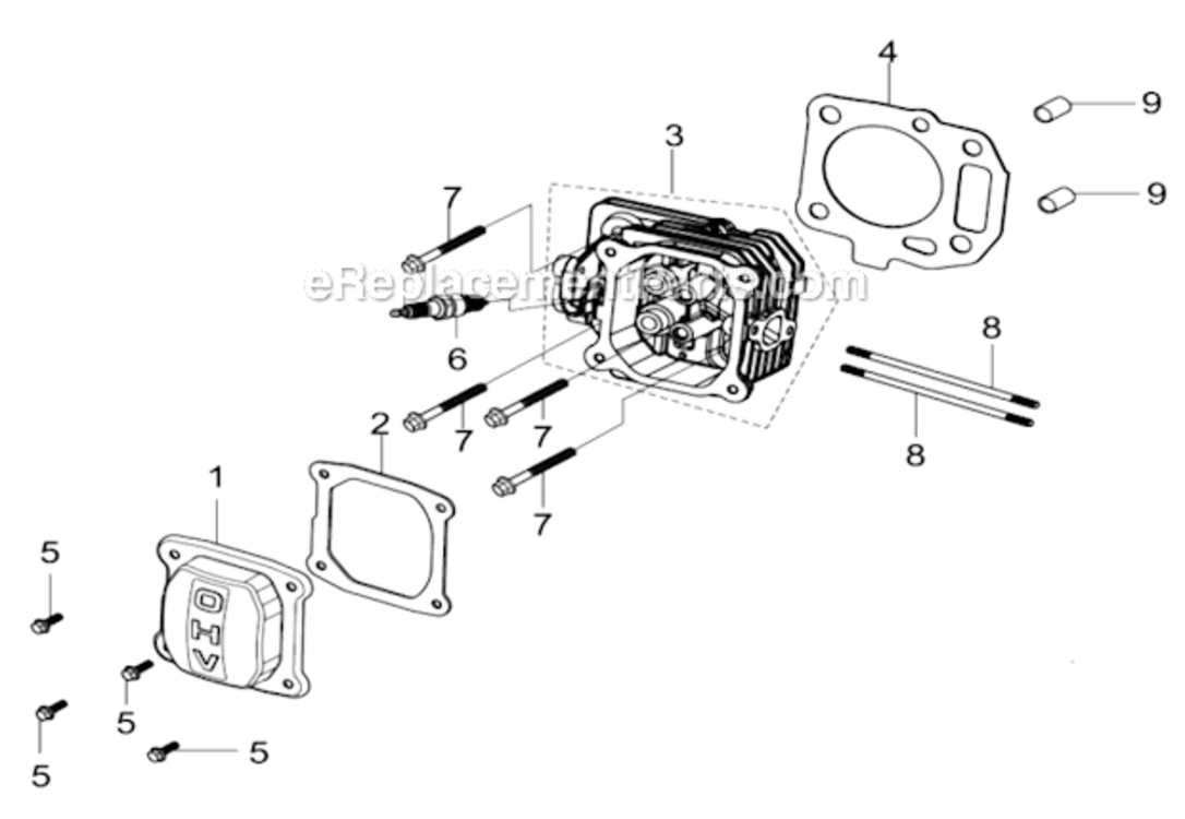 Cylinder_Head Diagram and Parts List for SM2110  Southland Lawn Mower