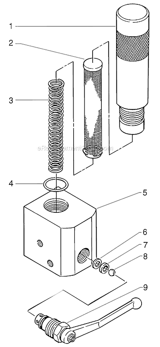 Filter, Prime, And Spray Valve Assembly Diagram and Parts List for EP2300SE 0294083 SprayTECH Paint Sprayer