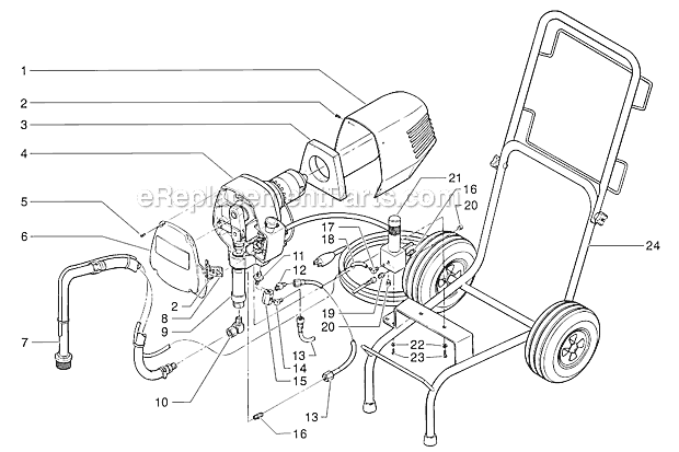 Lowboy Main Assembly Diagram and Parts List for EP2300SE 0294084 SprayTECH Paint Sprayer