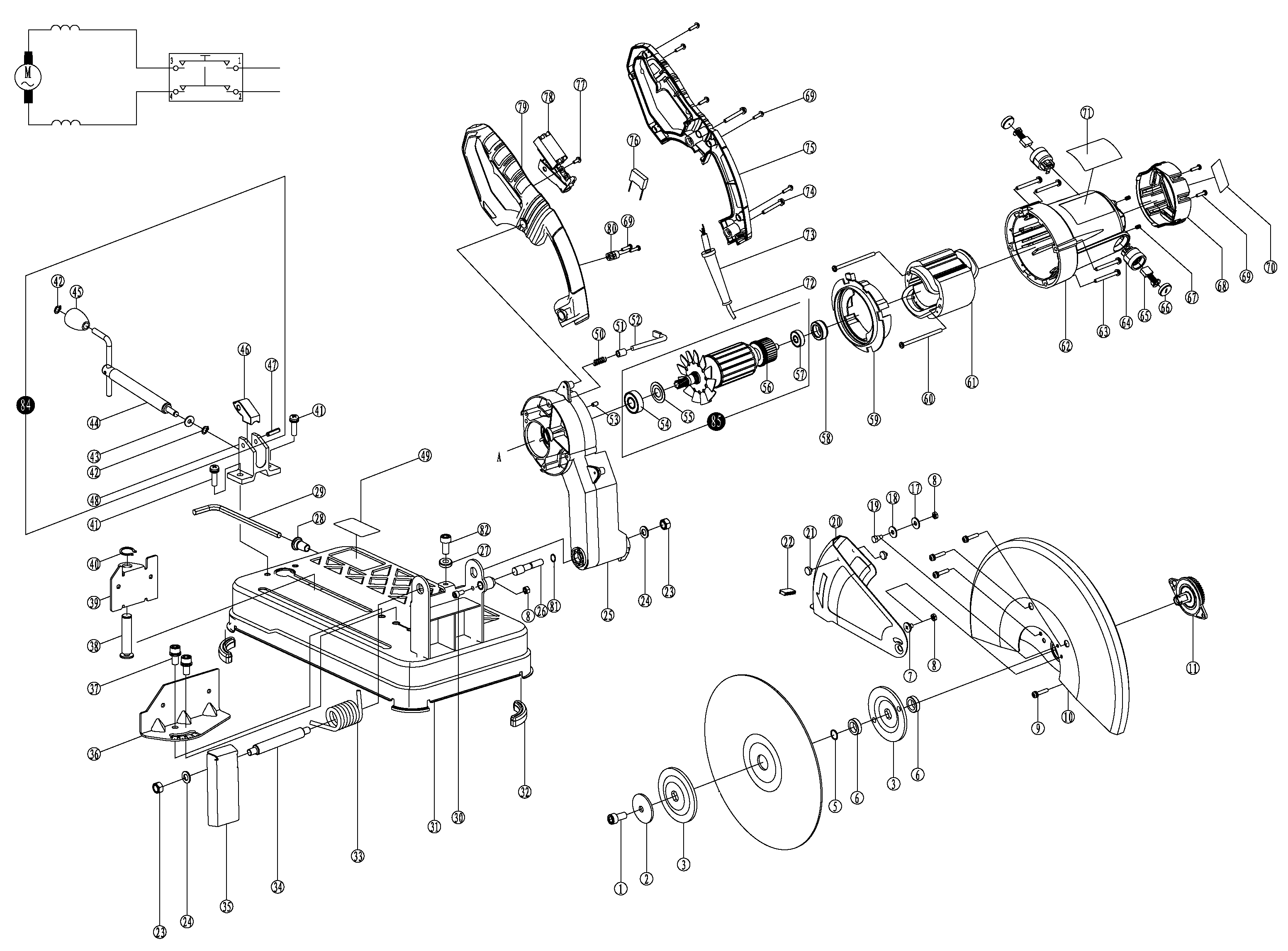 Page A Diagram and Parts List for STEL701-AR 1 Stanley Chop Saw
