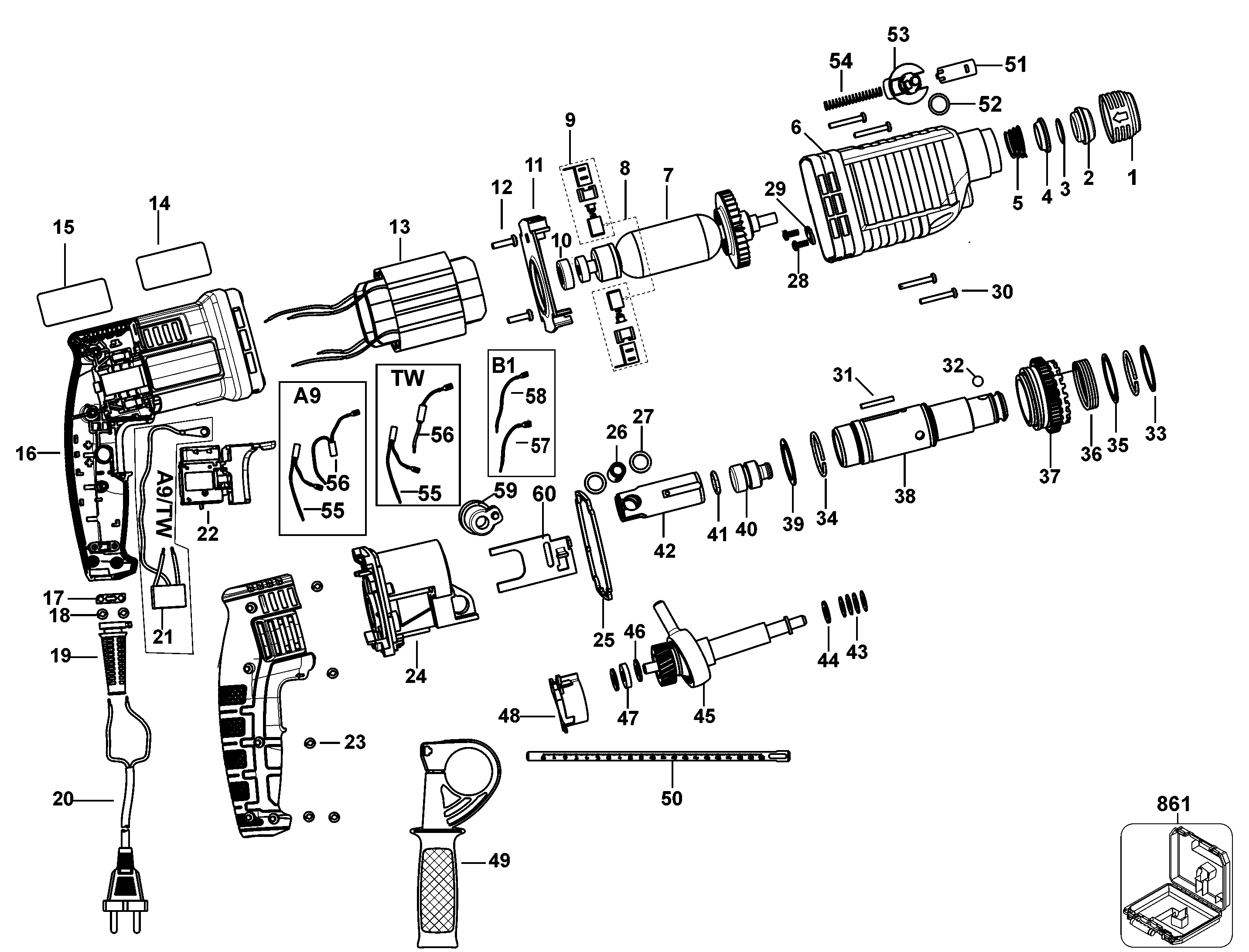 Page A Diagram and Parts List for STEL503K-B2C 2 Stanley Hammer