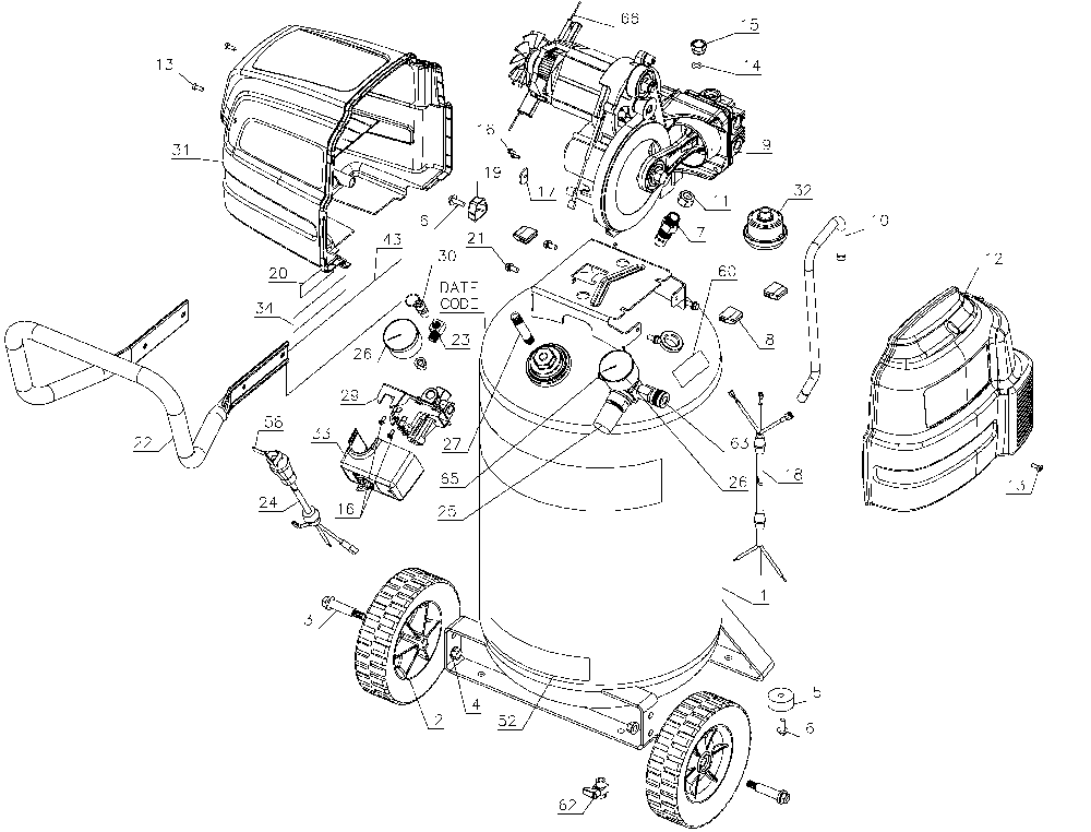 Exploded Diagram B Diagram and Parts List for FMFP12829 Type 1 Stanley Compressor