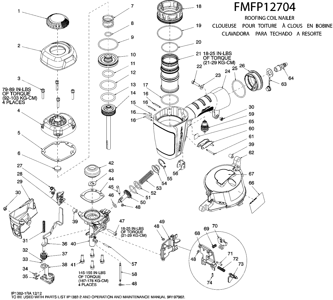 Default Diagram and Parts List for FMFP12704 Type 0 Stanley Nailer