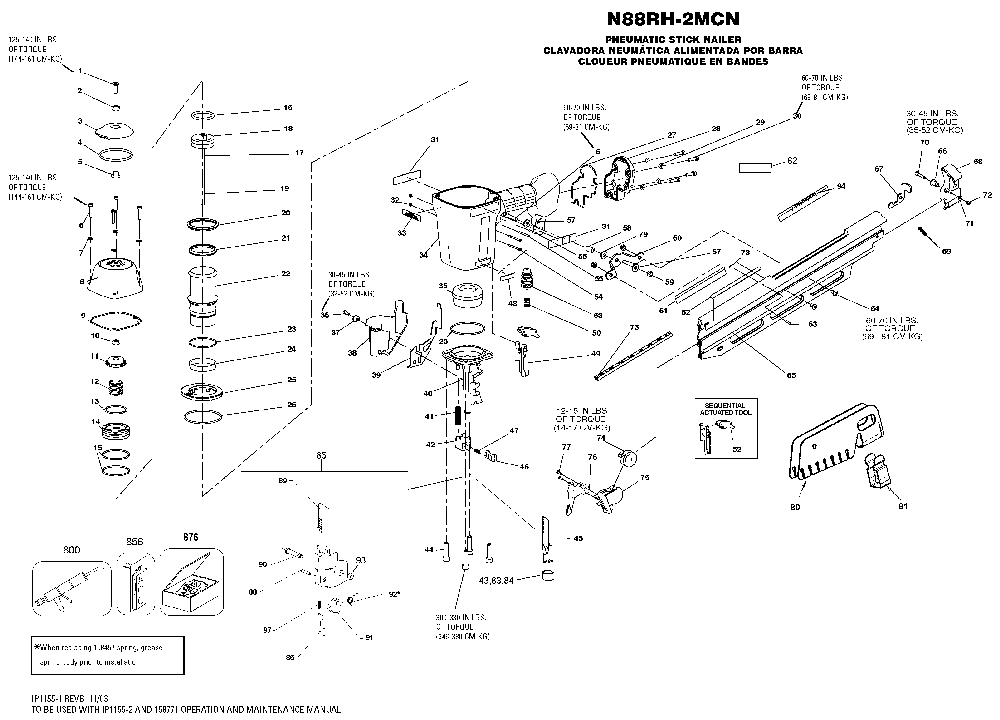Exploded Diagram A Diagram and Parts List for N88RH-2MCN Type 0 Stanley Nailer