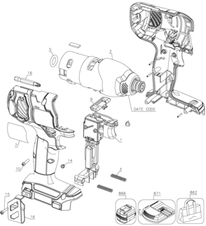 Default Diagram and Parts List for FMC640LB Type 1 Stanley Impact Driver