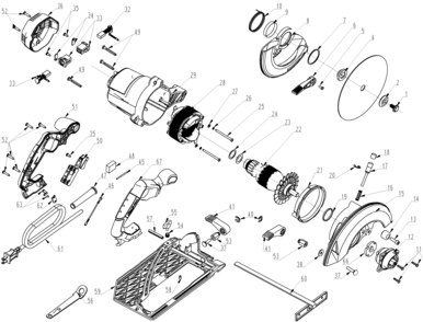 Default Diagram and Parts List for FME305K Type 1 Stanley Circular Saw