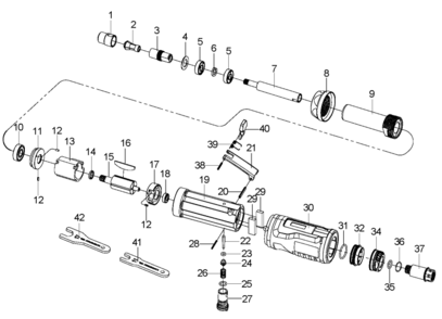 Default Diagram and Parts List for J525AGSE Type 0 Stanley Die Grinder