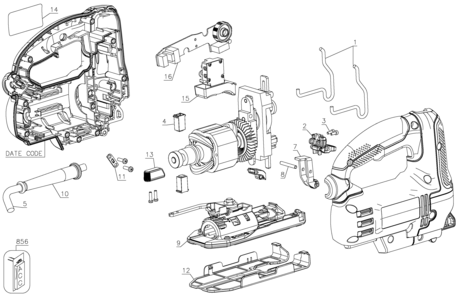 Default Diagram and Parts List for FME340 Type 1 Stanley Jig Saw