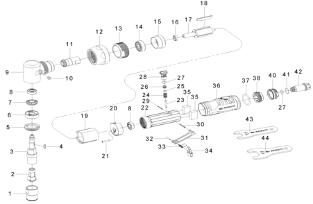 Part Location Diagram of N444788 DeWALT TRIGGER SPRING PIN DIE GRINDER