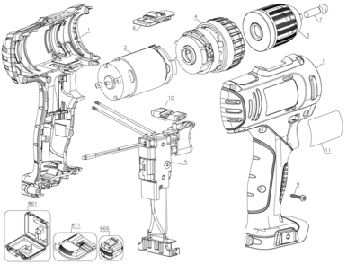 Default Diagram and Parts List for SCD12S2K-B3 Type 1 Stanley Cordless Drill