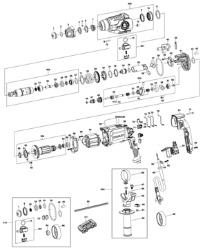 Default Diagram and Parts List for SHR263K-B2 Type 1 Stanley Hammer