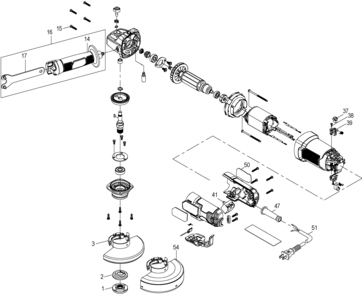 Default Diagram and Parts List for FME820 Type 1 Stanley Grinder