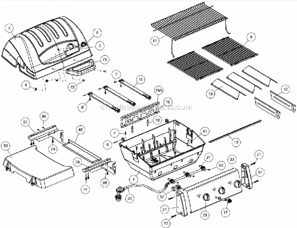 Page A Diagram and Parts List for 4411-54  Sterling Grill