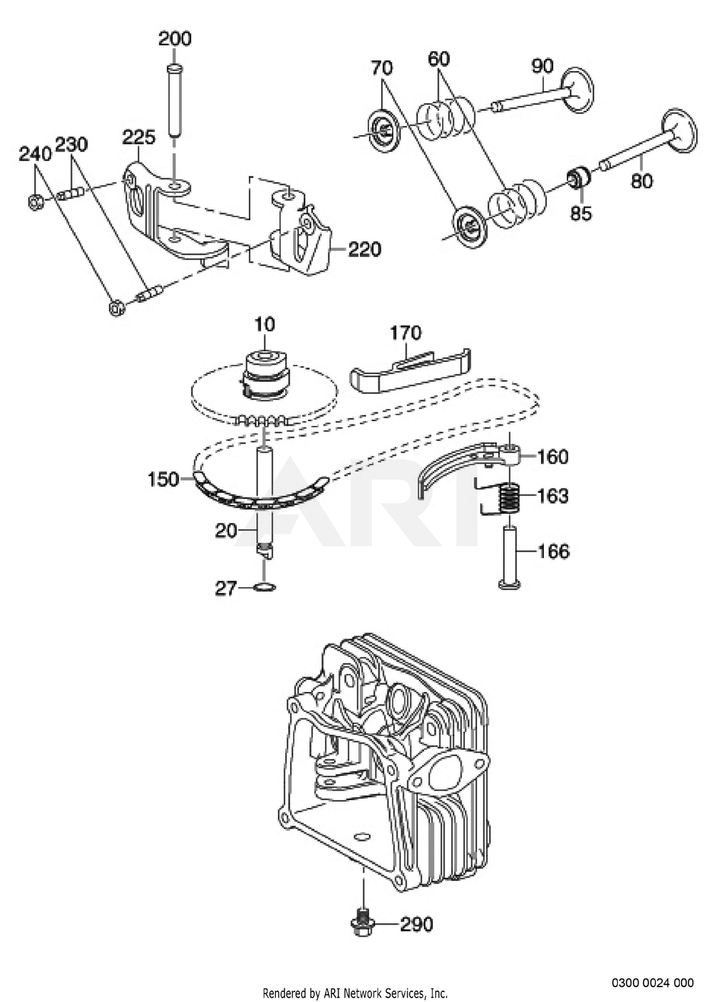 300 Intake And Exhaust Diagram and Parts List for EA175VS7501  Subaru Engine