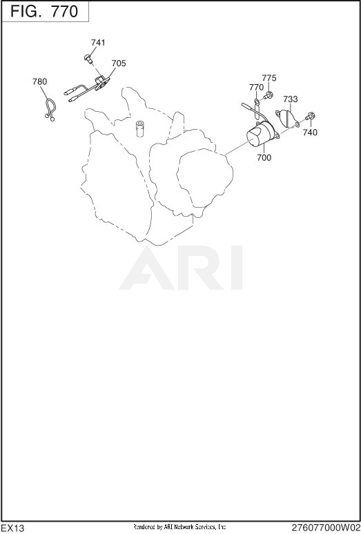 770 Electric Device Diagram and Parts List for EX130D10132  Subaru Engine
