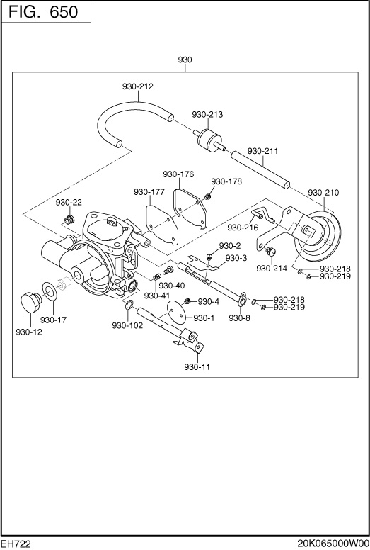 Fuel Lubricant Group Diagram and Parts List for EH722LD2590 EH722 Subaru Engine