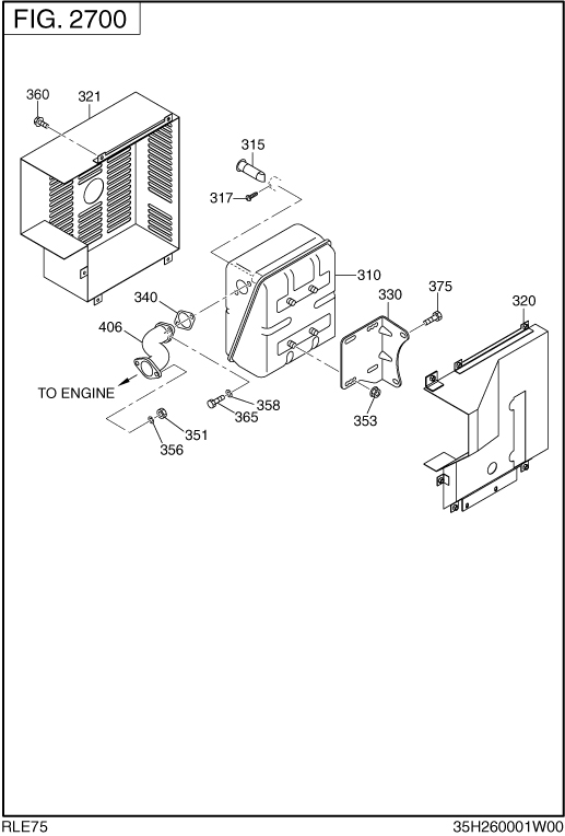 Muffler Diagram and Parts List for RLE75016001 RGX7500 Subaru Generator