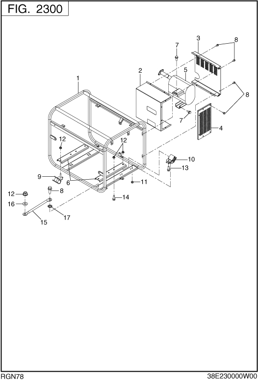 Pipe Frame Diagram and Parts List for RGN78016500 RGN7800E Subaru Generator