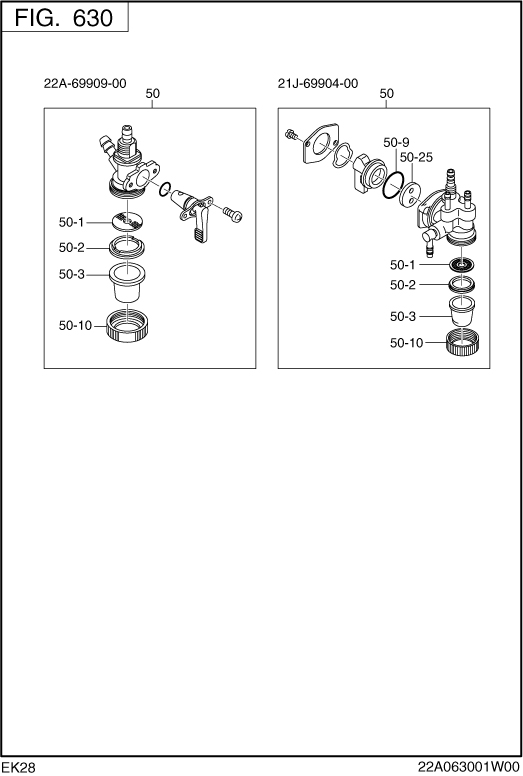 Fuel Lubricant Group Diagram and Parts List for EK280B00000 EK280 Subaru Engine