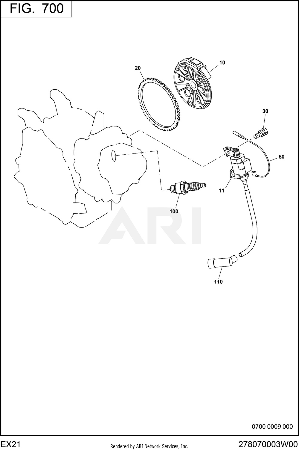700 Electric Device Diagram and Parts List for RAS32023545  Subaru Generator
