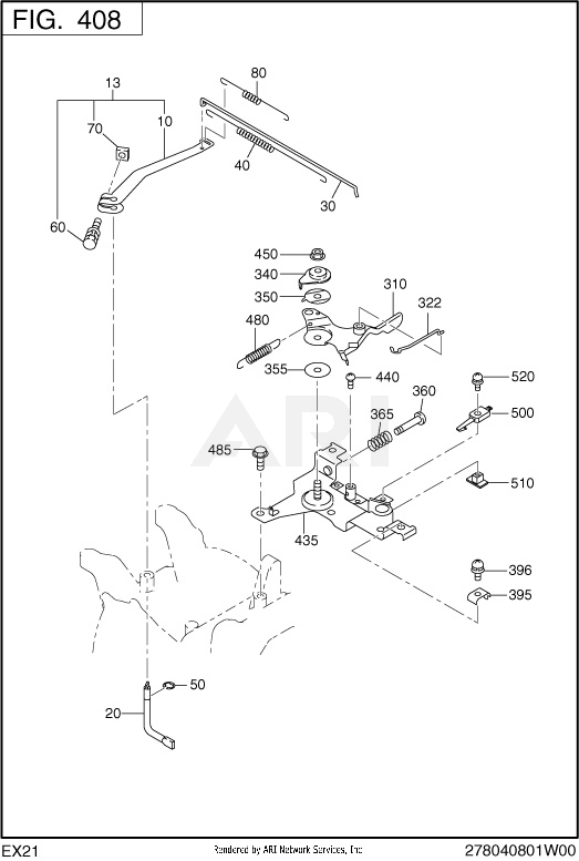 400 Governor Diagram and Parts List for EX210DT1050  Subaru Engine