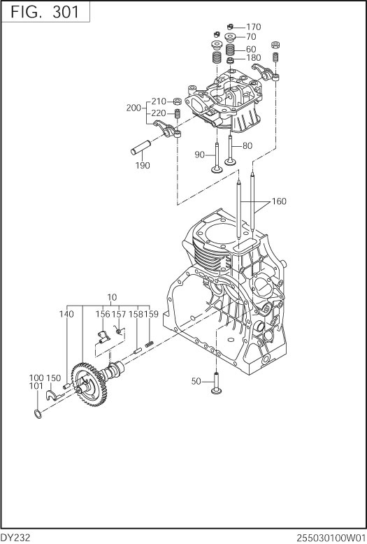 Intake,exhaust Diagram and Parts List for DY232DD0201 DY232 Subaru Engine