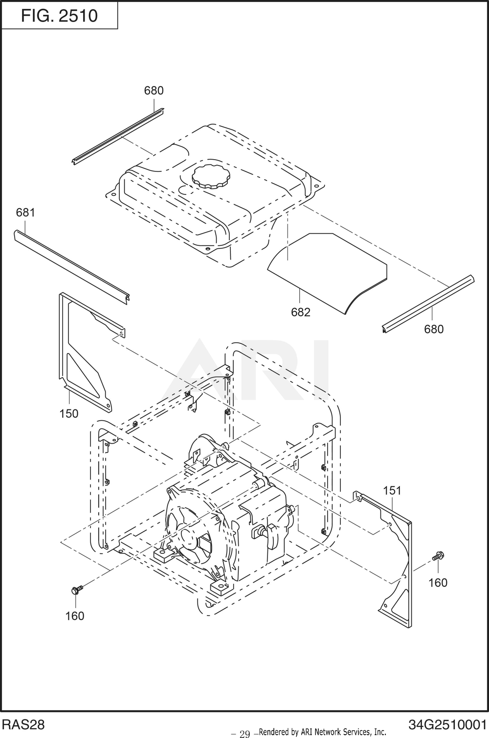 2510 Cover Diagram and Parts List for RAS28017010  Subaru Generator